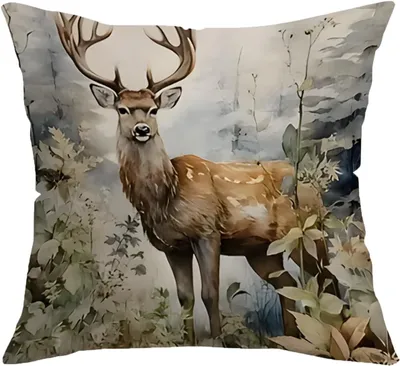 Zdjęcie produktu dla Świąteczna bawełniana poszewka na poduszkę z reniferem 45 x 45 cm