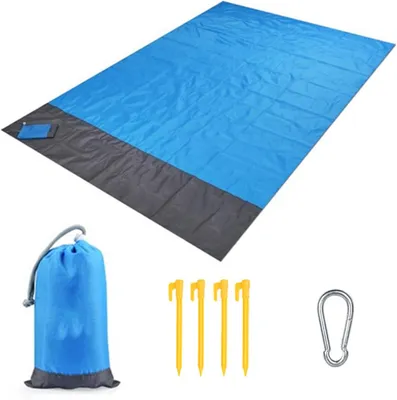 Obrázok produktu pre Plážová deka 210 x 200 cm, Vodotesná, Pieskuodolná, Pre 5-8 osôb, Modrá