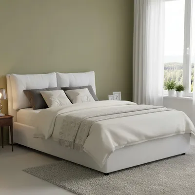Produktbild von Doppelbett Petra, Containerbett mit Stoffbespannung, 100%  Italy, Frontöffnung, inklusive Matratze Cm 160x200, Weiß
