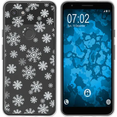 Produktbild von PhoneNatic Case kompatibel mit Google Pixel 3a Silikon-Hülle X Mas Weihnachten Schneeflocken M2