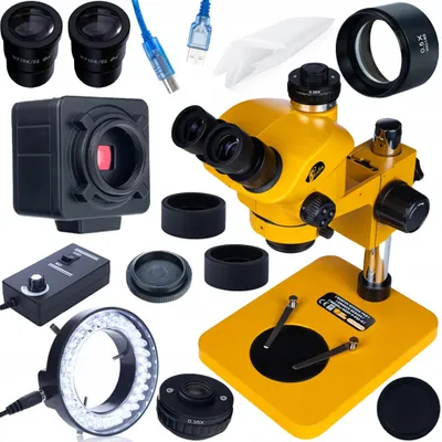 Imagen del producto de Microscopio Trinocular Sirius Pro MSSP-T-PS1-O – Estéreo Zoom 7–50x | Cámara USB 5MP, Anillo LED 56 Leds, Distancia 102 mm