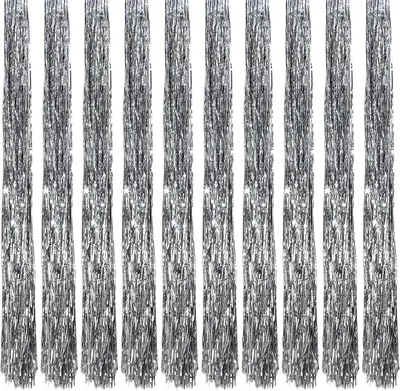 Produktbild von Oblique Unique 10x Lametta Weihnachten Fasching Karneval Party Feier Silberhochzeit Deko - silber