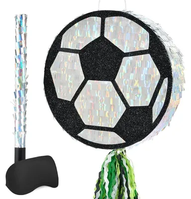 Produktbild von Fußball Piñata Set mit Augenbinde und Stab für Partys und Dekoration