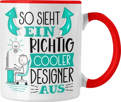 Produktbild von Trendation - Designer Tasse Geschenk So Sieht Ein RIchtig Cooler Designer Aus Geschenkidee Lustiger Spruch Geburtstag Becher Kaffeetasse (Rot)