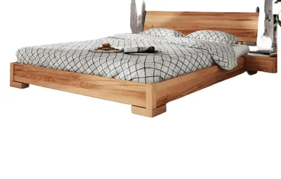 Produktbild von Bett Bento 3 Sonderlänge 180x190 Kernbuche massiv mit Holzkopfteil und Holzbeine