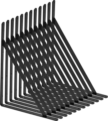 Produktbild von Regalhalterung, 18 x 12 Zoll, 12 Stück, hochbelastbare schwimmende Regalhalterungen, Halterungen für Regale, 3 mm dicke mattschwarze dreieckige Regalhalterung, Stahlregalhalterungen mit einer Tragkraft von 160 lbs