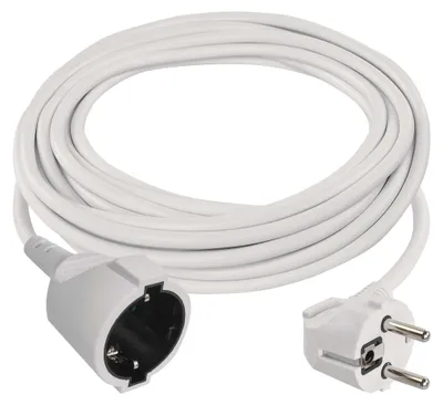 Verlängerungskabel 5 m / 1 Steckdose / weiß / PVC / 1,5 mm2
