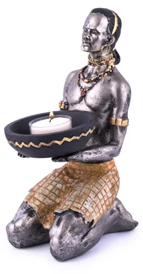 Dekofigur mit Kerzenhalter, Polyresin, bunt, H 22 cm