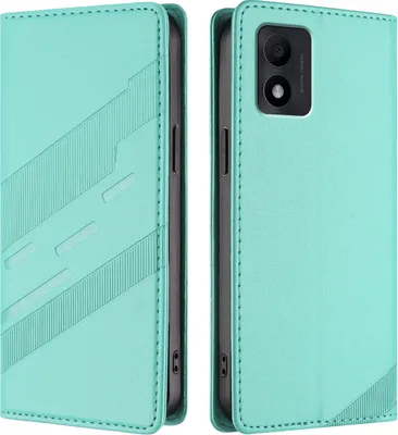 Produktbild von Hülle für TCL 303, Kunstleder Brieftaschen Handyhülle mit Kartenfach und Standfunktion Türkis