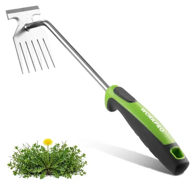 Imagen del producto de Desherbador de mano - 6 dientes - Acero inoxidable - Mango antideslizante - 380 mm