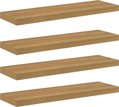 Obrázok produktu pre vidaXL Nástenná polica, 4 ks, hnedá, 90 x 23,5 x 4 cm, drevotrieska