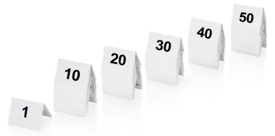 Productafbeelding van Tafelnummerschild set, 5 stuks, afmetingen 3,5 x 3,5 cm