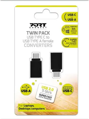 Immagine prodotto di Port 900142 Port CONVERTER TYPE C to USB 3.0 TWIN PACK RETAIL