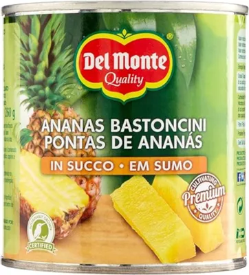 Obrázek produktu pro Del Monte ananasové tyčinky ve šťávě s přírodní sladkostí plechovka 435g
