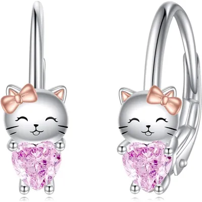 Produktbild von Creolen 925 Sterling Silber mit Rosa Zirkonia für Damen Mädchen Kinder