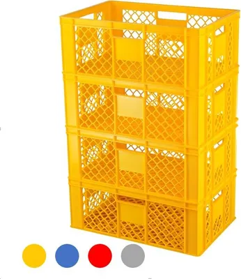 Produktbild von 4 Stück Bäckerkisten / Brotkisten 600 x 400 x 230 mm in verschiedenen Farben Farbe: gelb