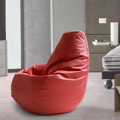 Produktbild von Puff Annachiara, Puff-Tasche, 100% Italy, Sitzsack aus Kunstleder, Cm 70x70h110, Rot