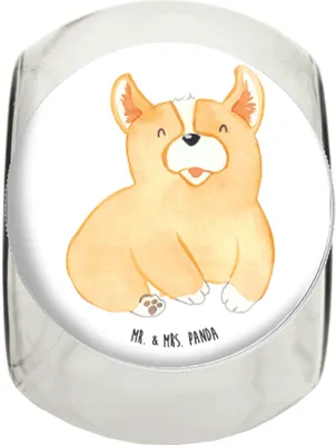 Produktbild von Mr. & Mrs. Panda Bonbonglas Corgie L 870ml - Weiß - Geschenk, Hund, Bellen, Corgi, Sprüche, Vorratsglas, Kaffeedose, Lebensfreude, Bonboniere, schraubglas, glasbehälter
