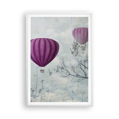 Produktbild von Gerahmtes Poster - Weißer Rahmen - Ballon Baum Flug - 70x100 cm - Wand Bild - Wanddeko - Wandbilder - Kunstposter - Wandposter - Bilderrahmen - Bilder - Kunstdruck - Wandbild - P2WPA70x100-3581