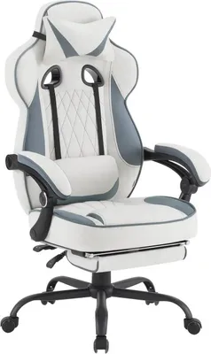 Produktbild von WOLTU Gaming Stuhl mit Taschenfederkissen, ergonomisch, Fußstütze, blau+weiß