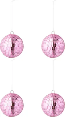 Produktbild von J-Line Dose Von 4 Weihnachtskugel Spiegel Glas Rosa Large