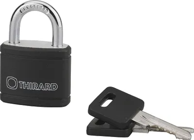 Image de Cadenas à clé Type 1 Noir, intérieur, 30mm, aluminium, 2 clés - THIRARD