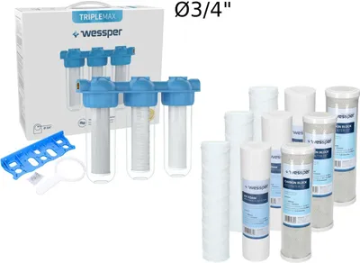 Produktbild von 10" 3-Stufen Wasserfilter System Hauswasser Zisterne Brunnen Pumpe 3/4" Zoll