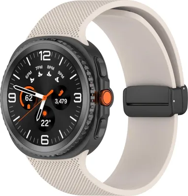 Image de Bracelet en silicone avec fermeture magnétique pour Samsung Galaxy Watch 8 / 8 Classic Design Carreaux Beige