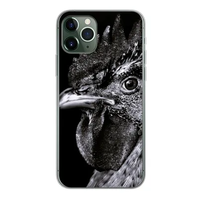 Produktbild von MuchoWow® Handyhülle Schutzhülle Hülle für iPhone 11 Pro Hahn - Vogel - Schwarz - Weiß Silikon Softcase Handy Hülle - Handy