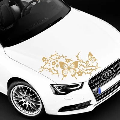 Produktbild von Aufkleber - Autoaufkleber "Butterfly Rankelement" 100cm x 44cm gold - Tuning Carystyling Heckscheibe Auto
