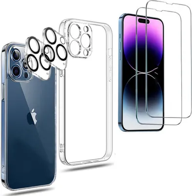 Produktbild von 2 Stück Panzer Schutz Glas für iPhone 14 Pro , 2 Stück Kameraschutz und 1 TPU Handyhülle
