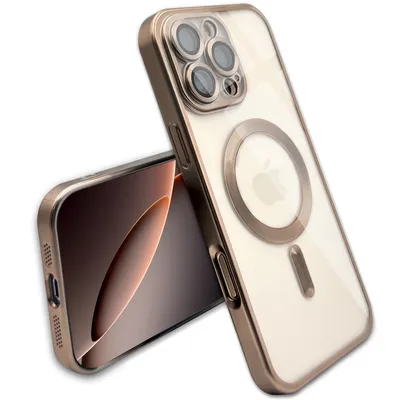 Produktbild von Wörleonline Handyhülle für iPhone 16 Pro MagSafe, transparent, Titan Wüstensand, TPU, Kameraschutz, schlankes Design, geringes Gewicht, weich, optimaler Schutz.