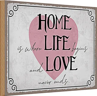 Produktbild von Holzschild Spruch 30x20cm Home Life Love never ends