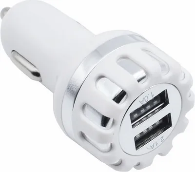 Immagine prodotto di Caricatore da auto Usb doppio Dc 5v/2.1a Adattatore di ricarica rapida Caricatore universale Bianco