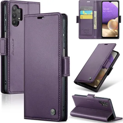 Produktbild von Galaxy A32 5G Hülle, Leder Brieftasche Kartenfach Schutzhülle mit Standfunktion für Samsung Galaxy A32 5G/M32 5G Lila