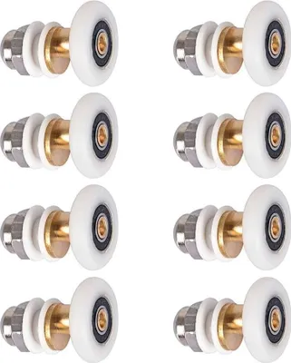 Produktbild von Duschtürrollen 23mm, Duschkabine Rollen Ersatzteile Duschkabinen Duschtür Schiebetür Laufrollen Glastürrolle 8 Stück