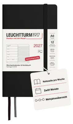 Immagine prodotto di Agenda settimanale e taccuino Pocket A6 nero 2027