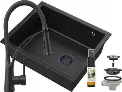 Produktbild von Granit Unterbaubecken Schwarz Salix Hängend