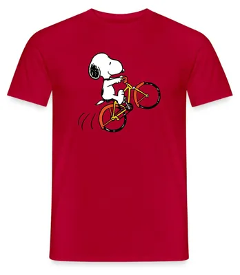 Produktbild von Spreadshirt Peanuts Snoopy Mit Fahrrad Männer T-Shirt, 4XL, Rot