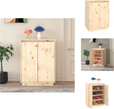 Obrázek produktu pro vidaXL Botník 60x35x80 cm z masivního borovicového dřeva - Botníky a skříně