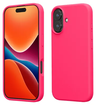 Produktbild von kwmobile Handyhülle für iPhone 16 Hülle, für iPhone 16 Case - Hülle Silikon - kabelloses Laden - Neon Pink