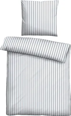 Produktbild von Traumhaft schlafen - Castell - Markenbettwäsche Jersey Bettwäsche 0070731 LÄNGSSTREIFEN color: grau, size: 1x 155x220 cm + 1x 80x80 cm