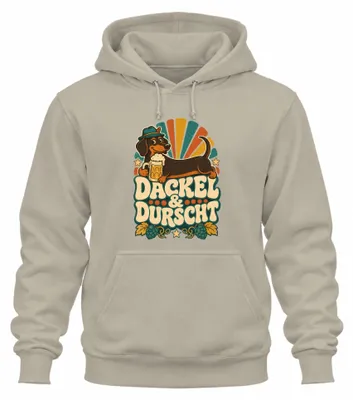Produktbild von Dackel & Durscht Trachtenshirt Lederhose Hoodie Kapuzenpullover, Natur, M