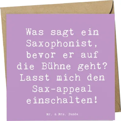Produktbild von Mr. & Mrs. Panda Glückwunschkarte Spruch Magischer Saxophon-Charme - Lavendeltraum - Geschenk, Instrument, Saxophon, doppelkarte, Grußkarte, Klappkarte, faltkarte, Musik