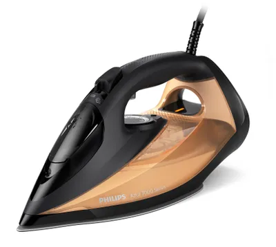 Immagine prodotto di Ferro da stiro a vapore Philips serie Azur 7000 - 2800 W, 50 g/min di vapore continuo, 250 g di spinta del vapore, vapore verticale, piastra SteamGlide Elite, nero/oro (DST7040/80)