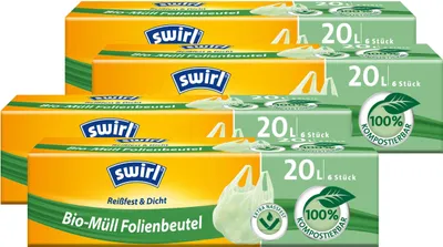 Produktbild von Swirl -Müll Folien-Beutel 20l mit Tragegriff 6stk./Rolle (4er Pack)