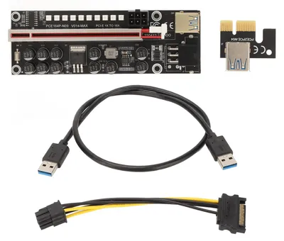 Produktbild von PCIE Riser Powered Adapterkarte 6 Pin kompatibel 1X 4X 8X 16X Schnittstelle Plug and Play USB Schwarz