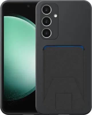 Immagine prodotto di Adatto per Samsung Galaxy S23 FE Custodia per telefono con scanalatura regolabile in pelle - Custodia flessibile in silicone TPU con scanalatura regolabile in pelle - Nero - Smartphonics