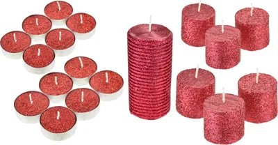 Obrázek produktu pro Sada svíček s červeným glitrem