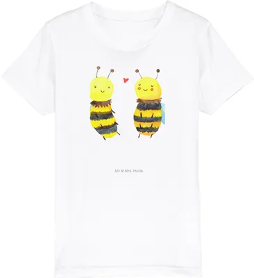Produktbild von Mr. & Mrs. Panda Kleinkinder T-Shirt Biene Verliebt 9-11 Jahre (134/146) - Weiß - Geschenk, Kinder Öko, Teenager, Baumwoll, Organic, Kindershirt